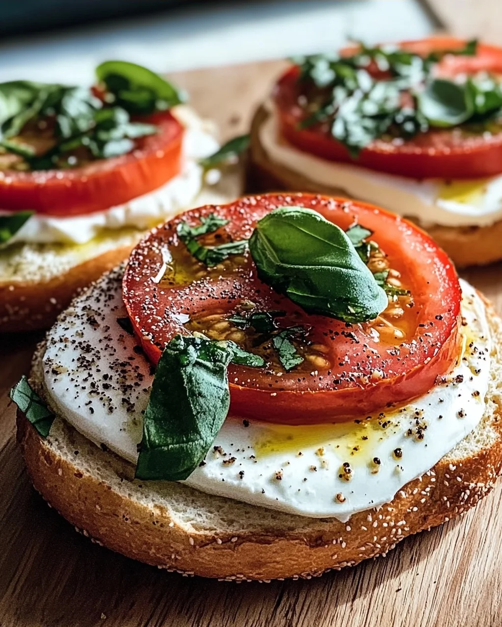 Bagel mit Tomate und Mozzarella