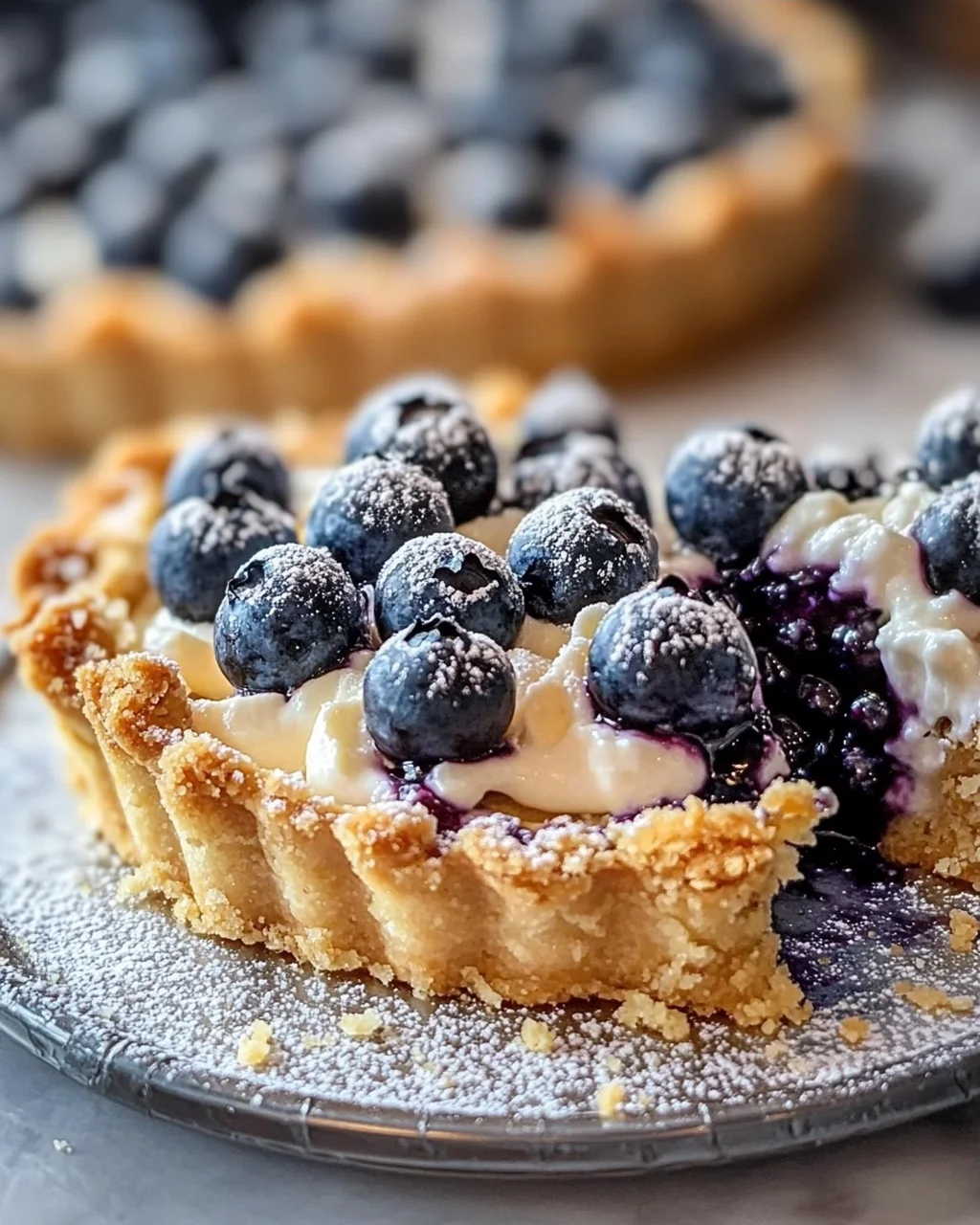 Blaubeer-Tarte mit Vanille-Schmand und Streuseln