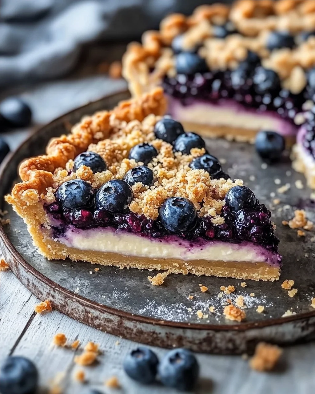Blaubeer-Tarte mit Vanille-Schmand und Streuseln