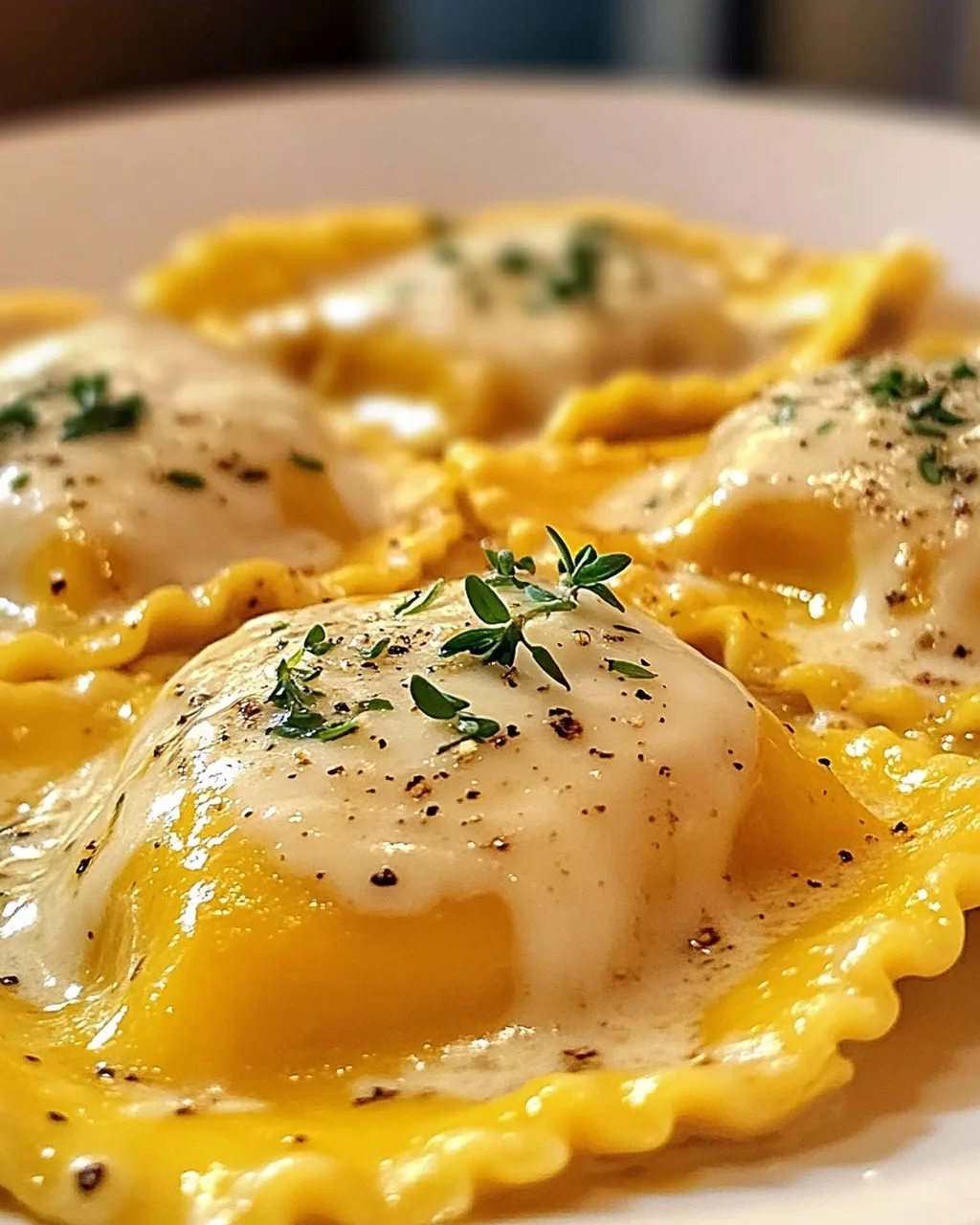Butternut-Kürbis-Ravioli mit cremiger Sauce