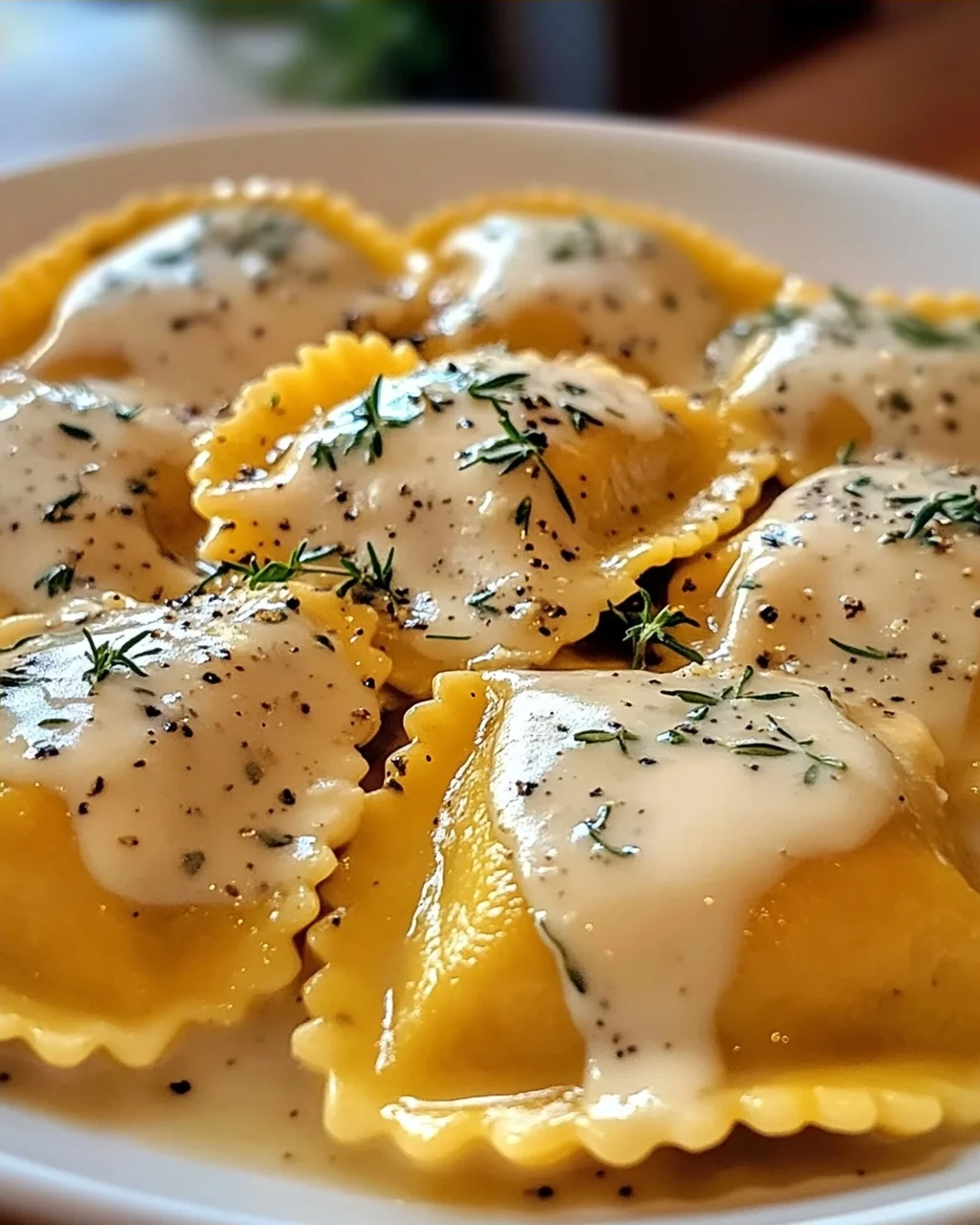 Butternut-Kürbis-Ravioli mit cremiger Sauce
