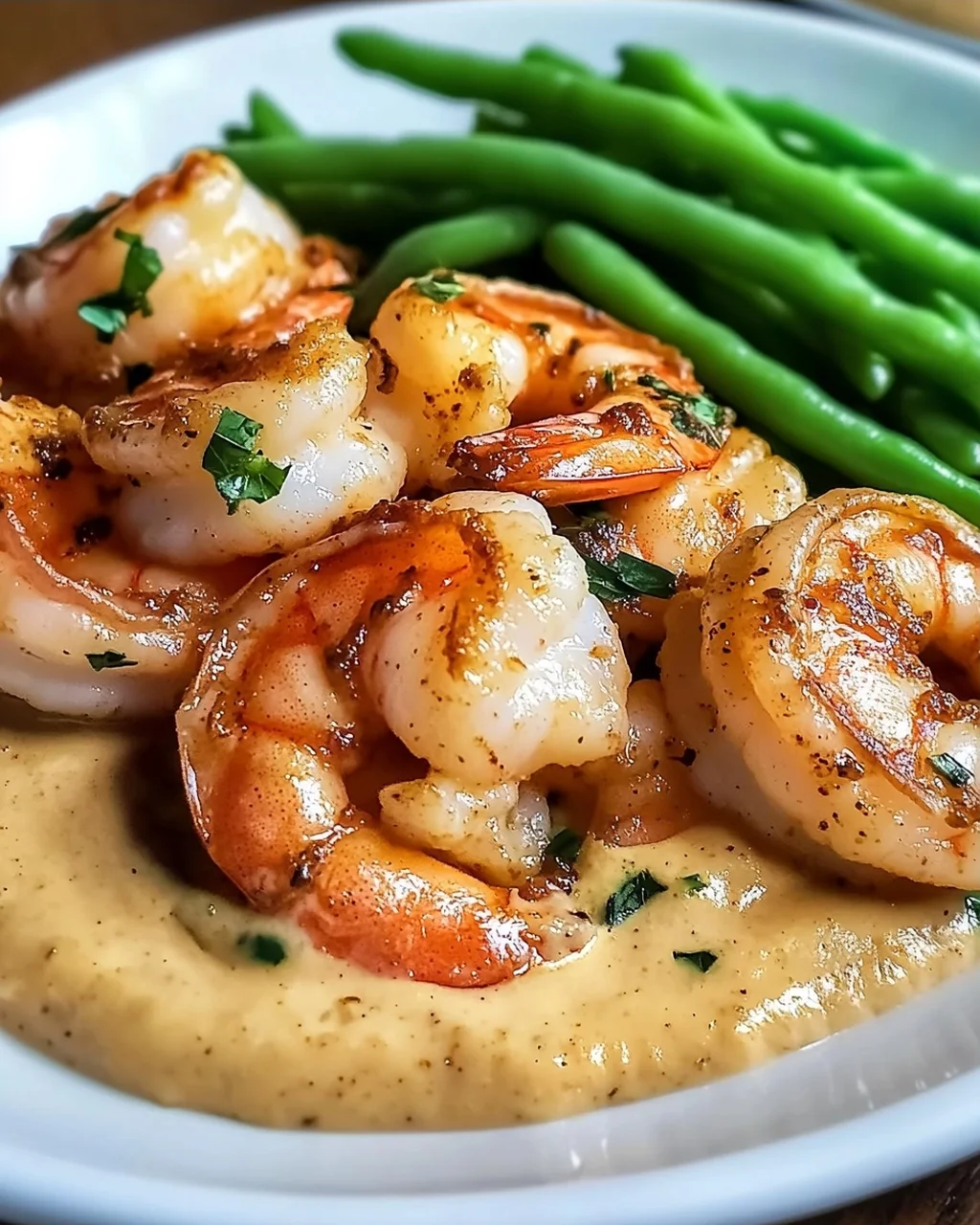 Cajun Garnelen mit Knoblauchcreme und Beilagen