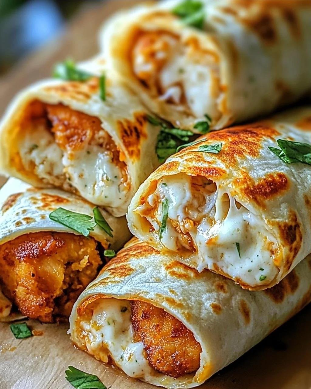 Crispy Cheesy Garlic Chicken Wraps