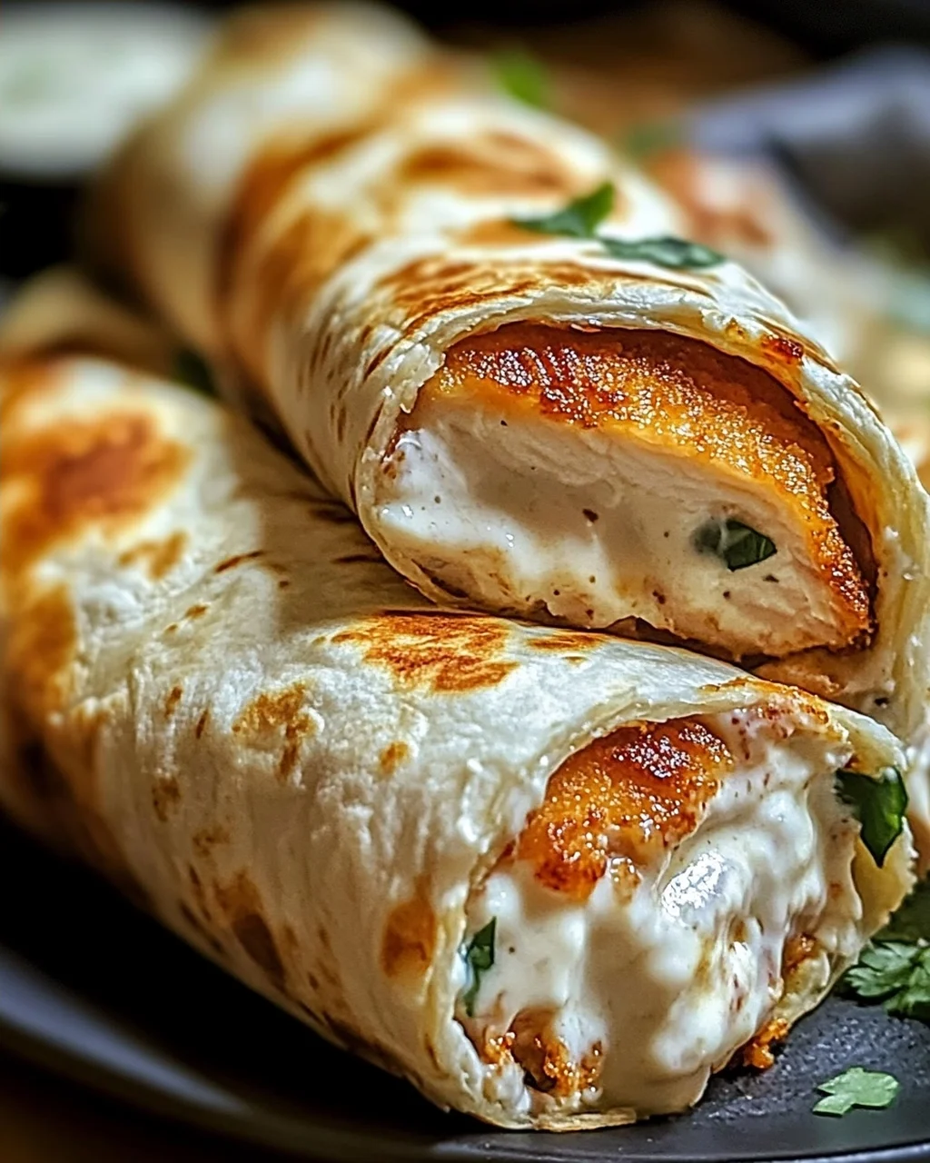 Crispy Cheesy Garlic Chicken Wraps