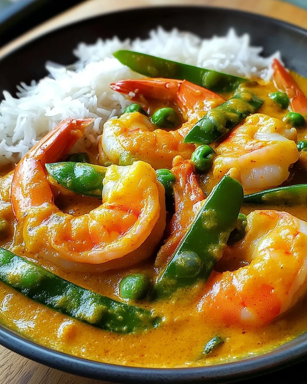 Garnelencurry mit Zuckerschoten