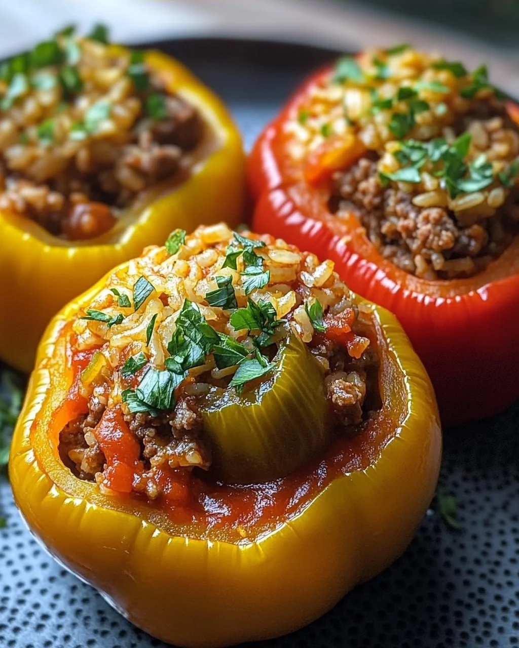 Gefüllte Paprika mit Hackfleisch und Reis