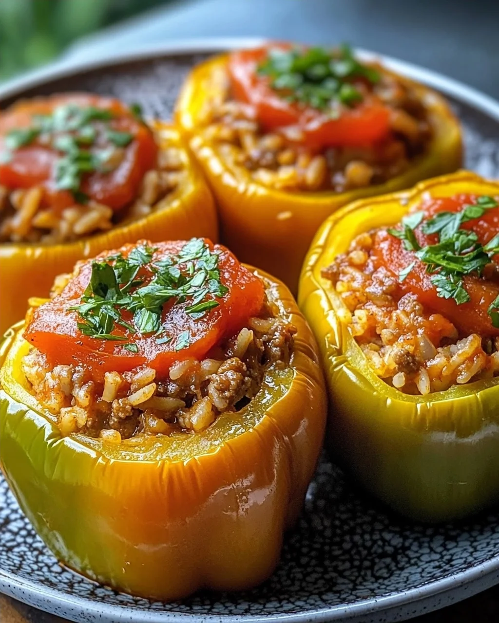 Gefüllte Paprika mit Hackfleisch und Reis