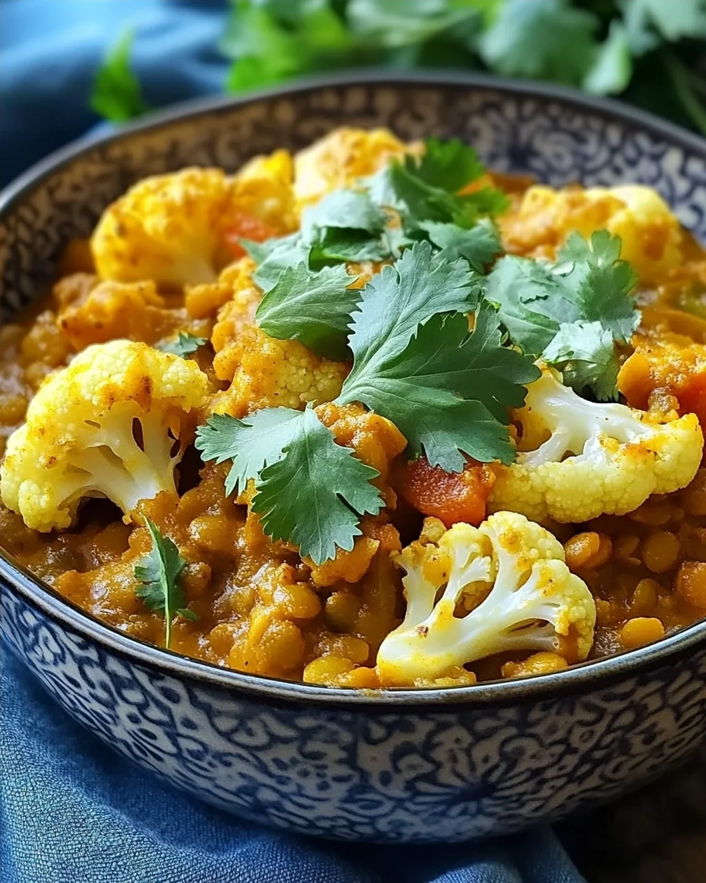 Geröstetes Blumenkohl Linsen Curry