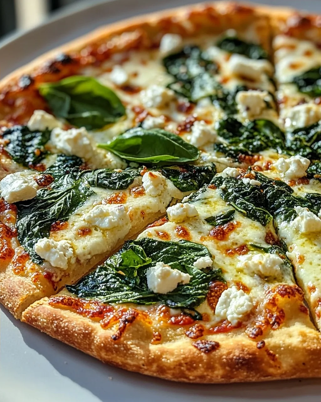 Griechische Pizza: Gerösteter Knoblauch & Spinat Genuss!