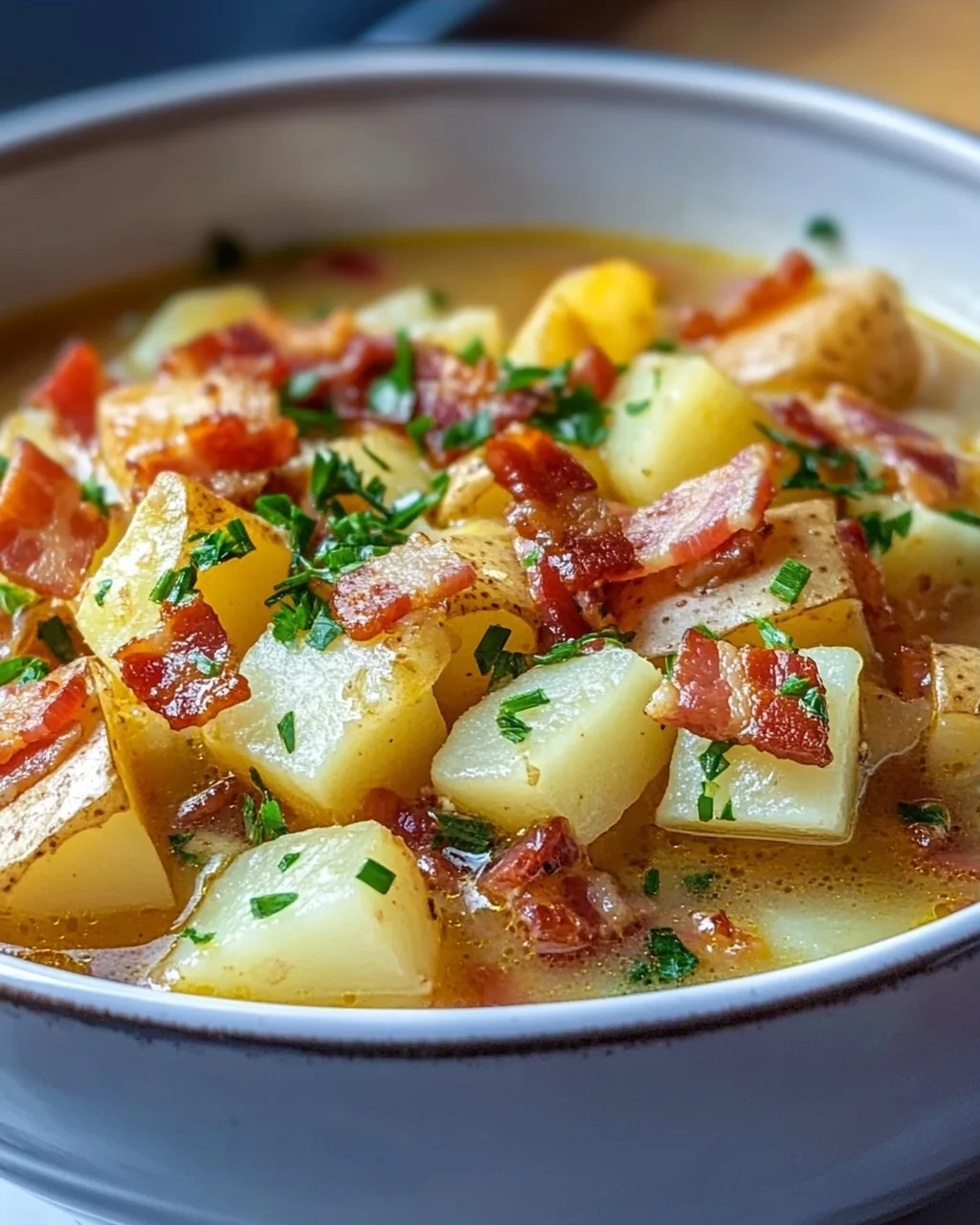 Herzhafter Kartoffel Kohlrabi Eintopf mit Speckwürfeln Rezept