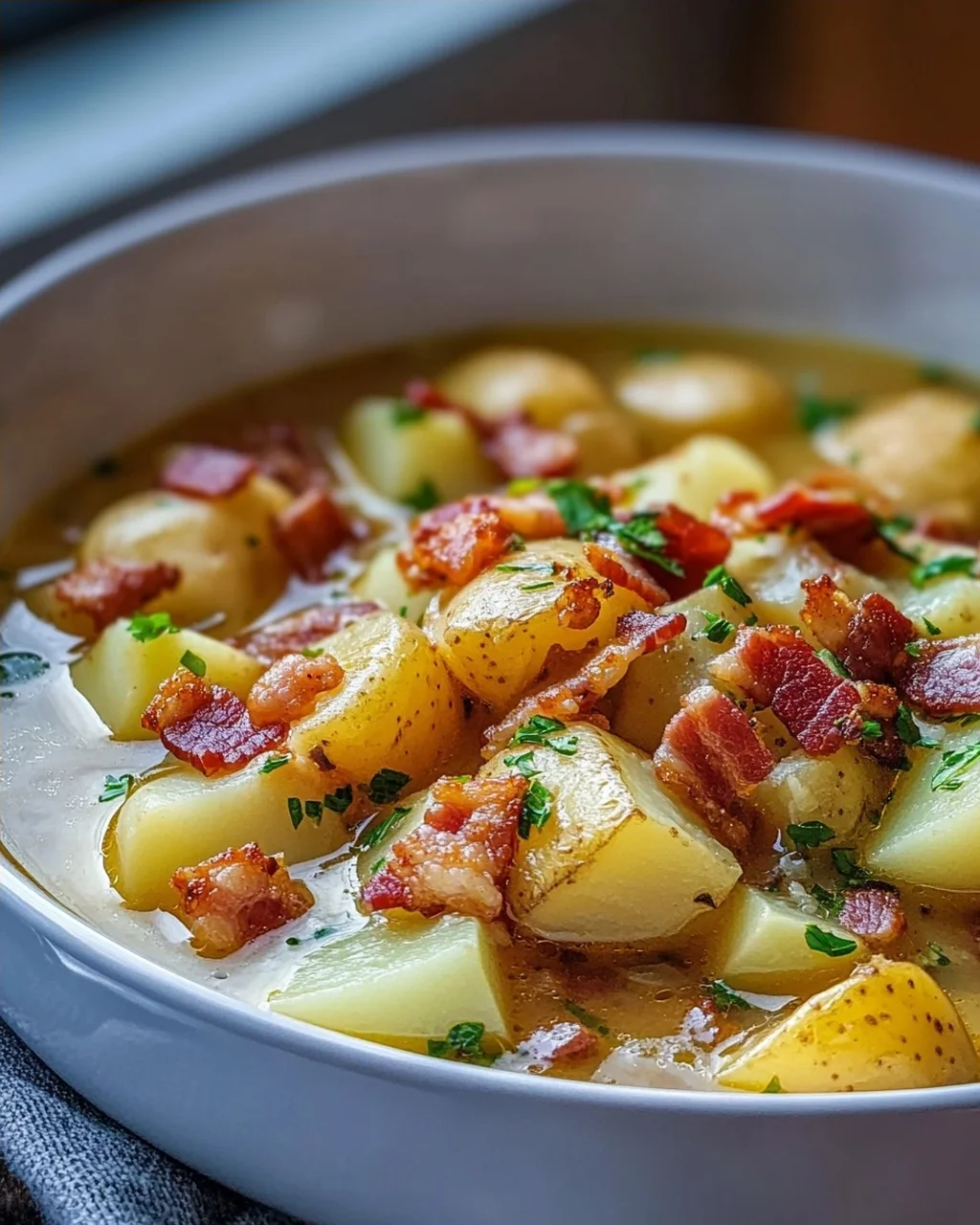Herzhafter Kartoffel Kohlrabi Eintopf mit Speckwürfeln Rezept