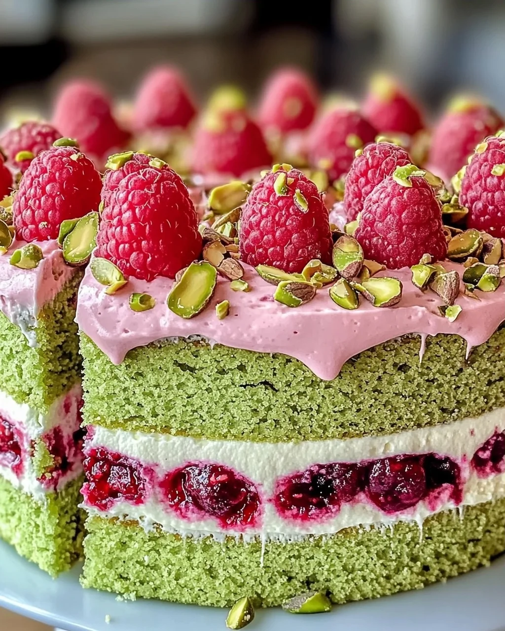 Himmlischer Pistazien-Himbeerkuchen für Genießer