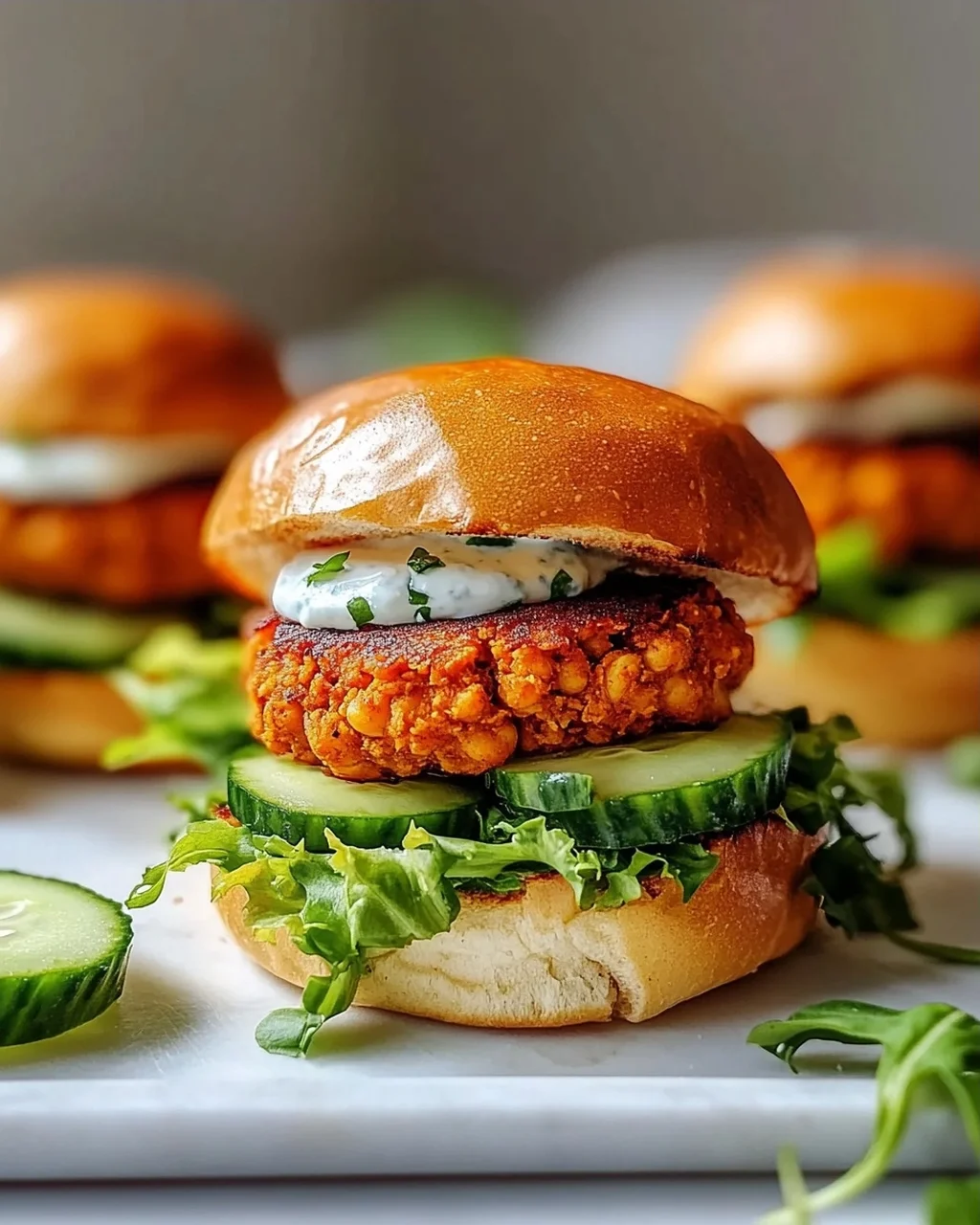 Kichererbsen-Burger mit Mini-Brötchen