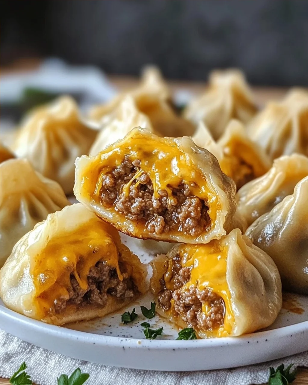 Knusprige Air Fryer Cheeseburger Dumpling Bites – Schnell!