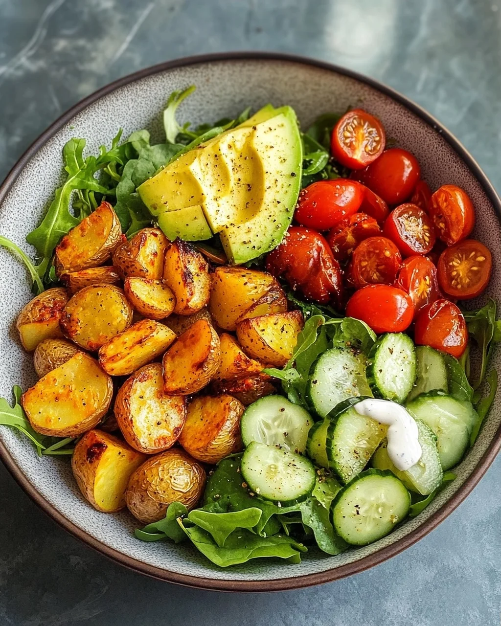 Knusprige Ofenkartoffeln Salat Bowl – Lecker und gesund!
