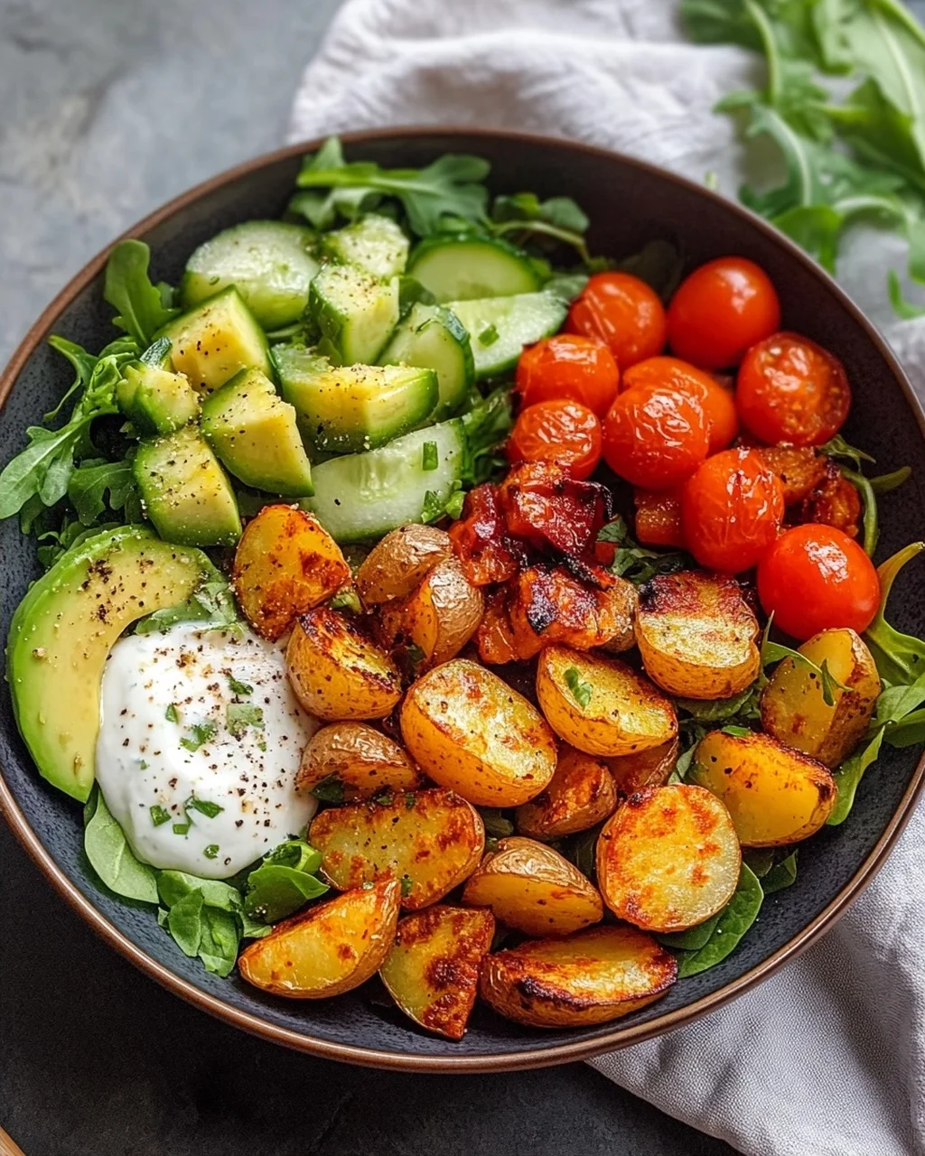 Knusprige Ofenkartoffeln Salat Bowl – Lecker und gesund!