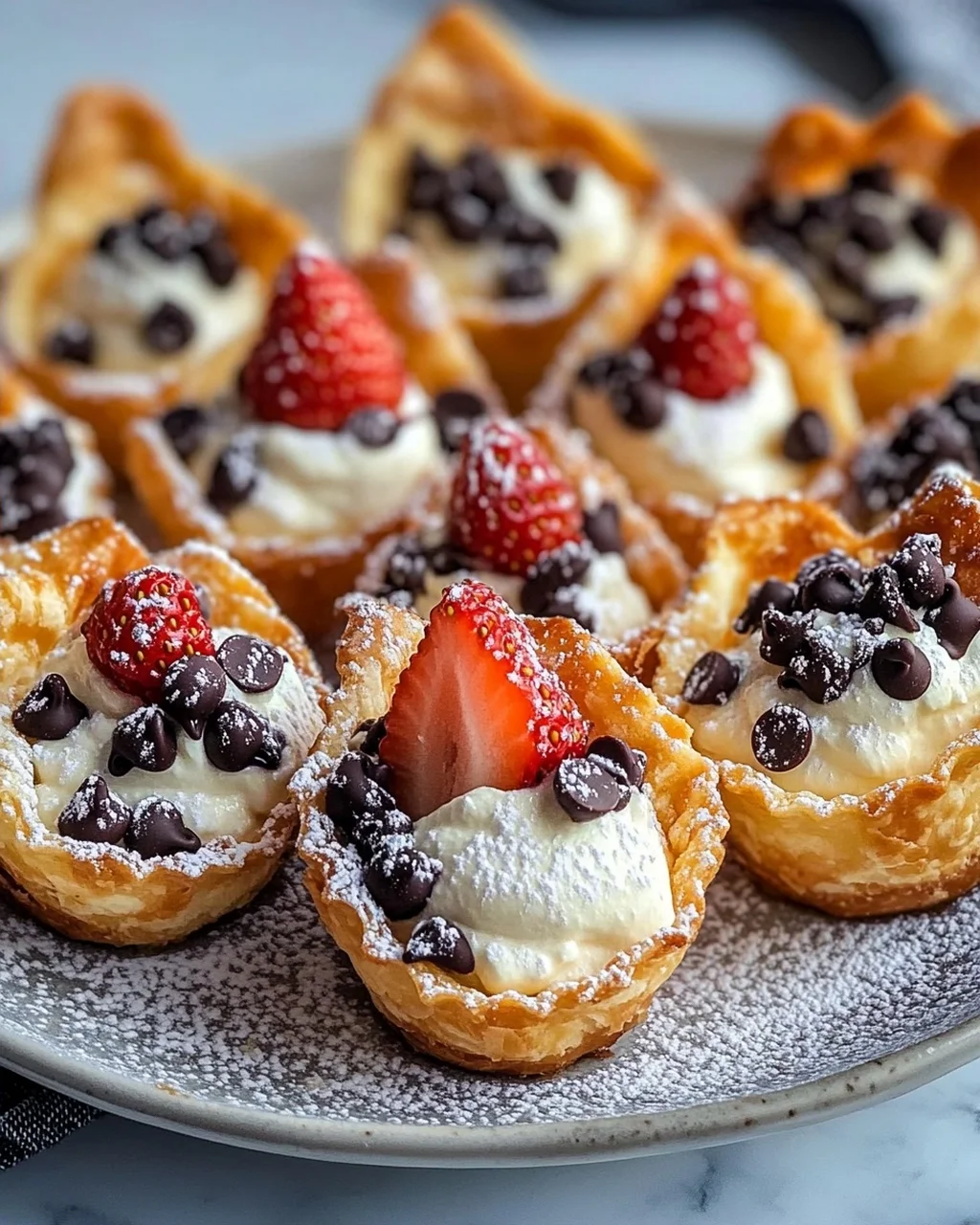 Leckere Cannoli Bites in Mini-Teigschalen für Partys