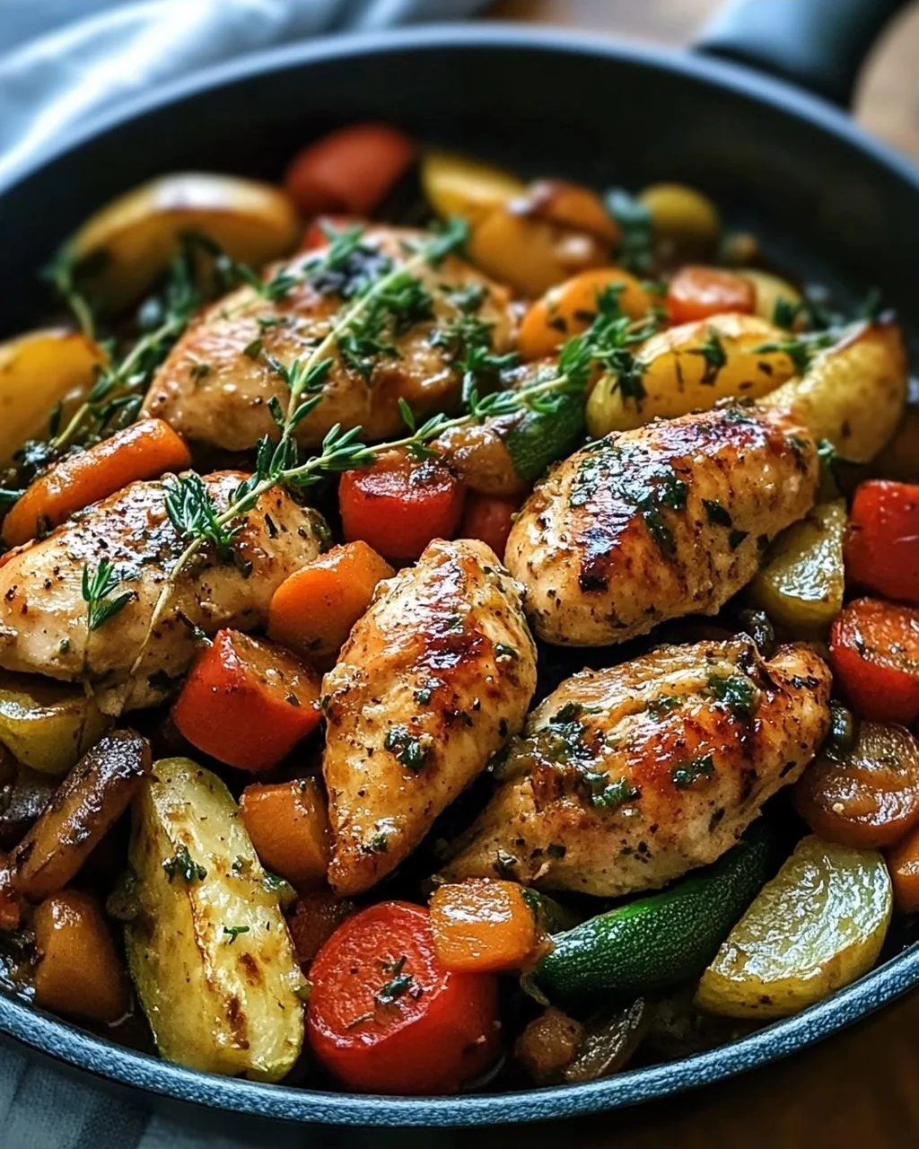 Leckere Low Carb Hähnchenpfanne mit Gemüse Rezept