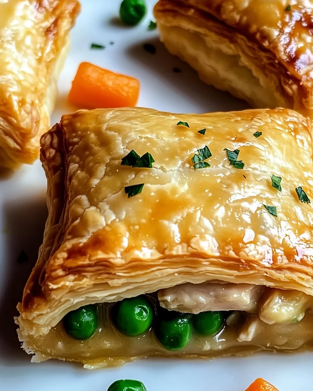 Mini-Hühnchentopf-Pasteten mit Blätterteig genießen