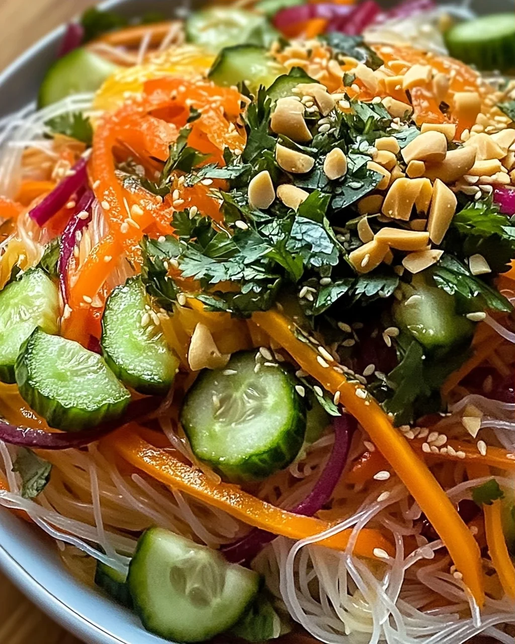 Nudelsalat mit Ingwer-Limetten-Dressing frisch genießen