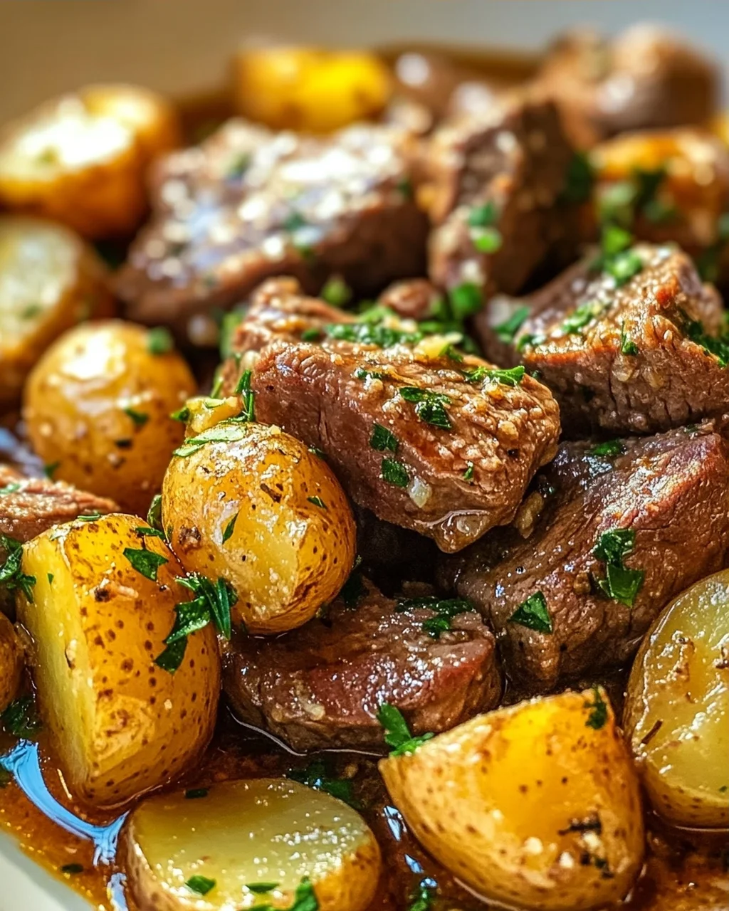 One Pot Slow Cooker Knoblauchbutter-Rindfleisch mit Kartoffeln