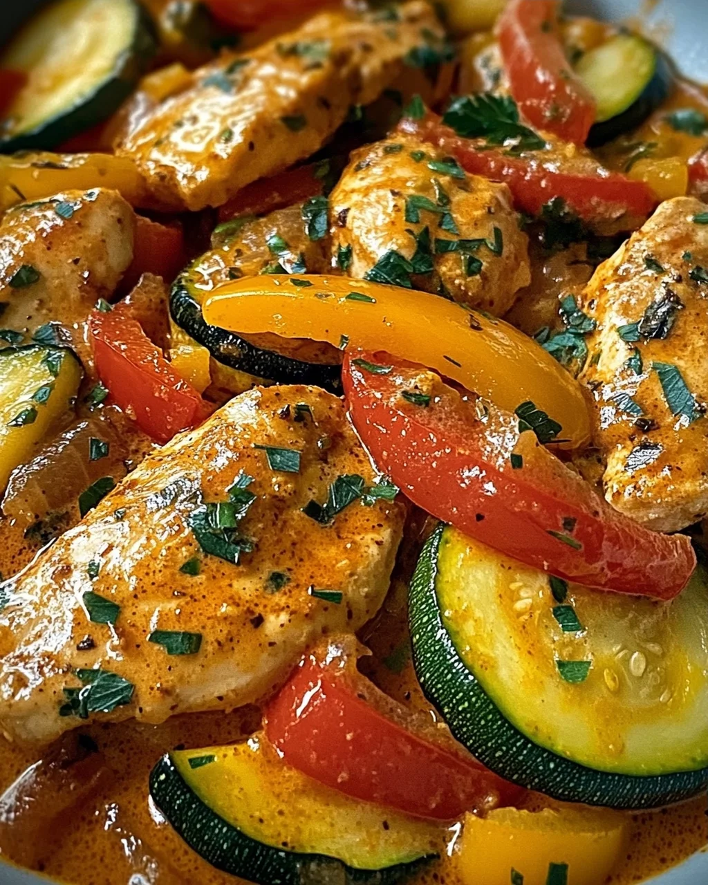 Paprika-Zucchini-Sahne-Hähnchen