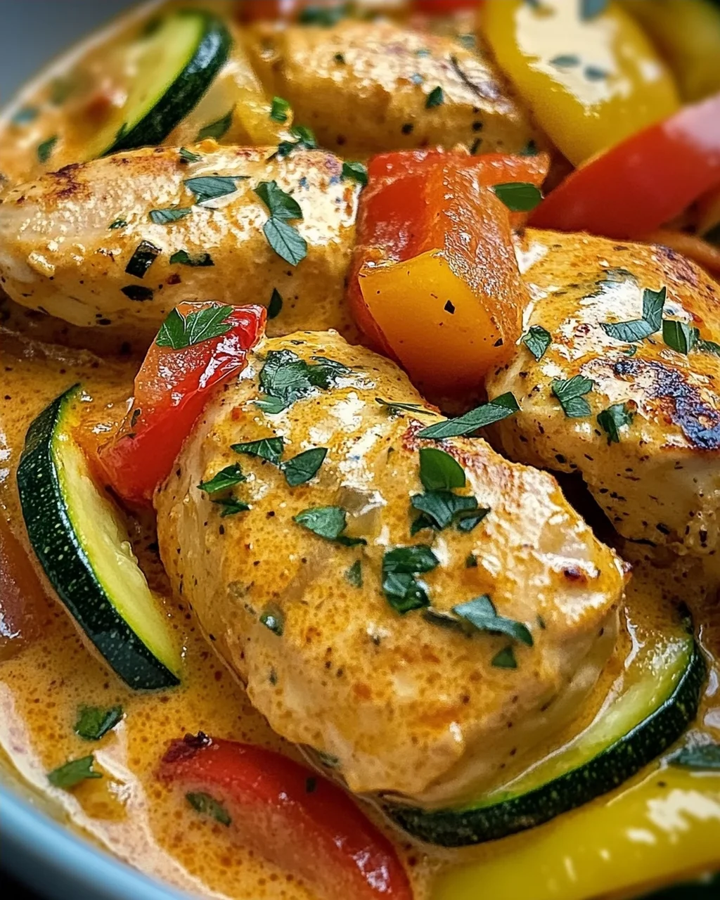 Paprika-Zucchini-Sahne-Hähnchen
