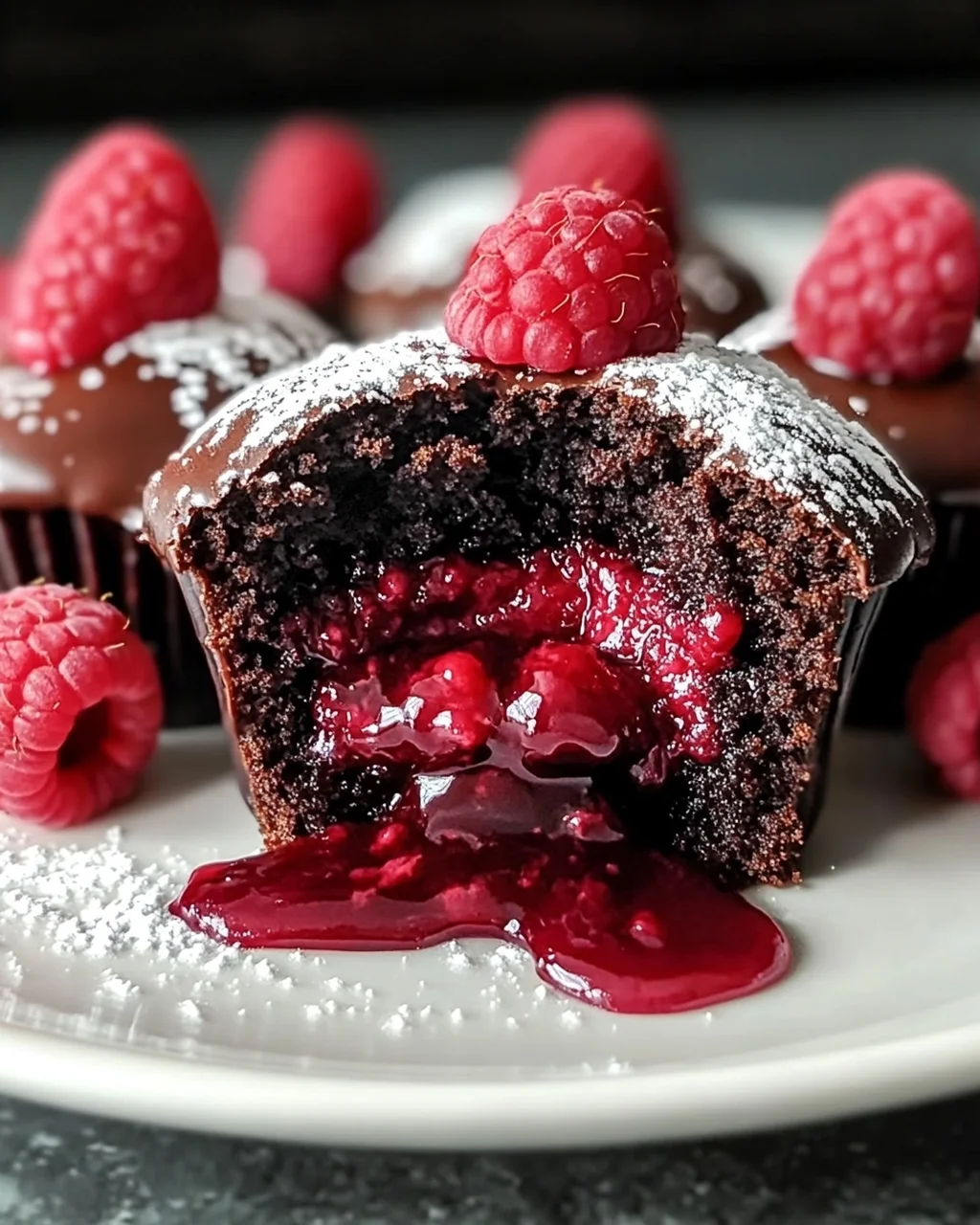 Raspberry Chocolate Lava Cupcakes