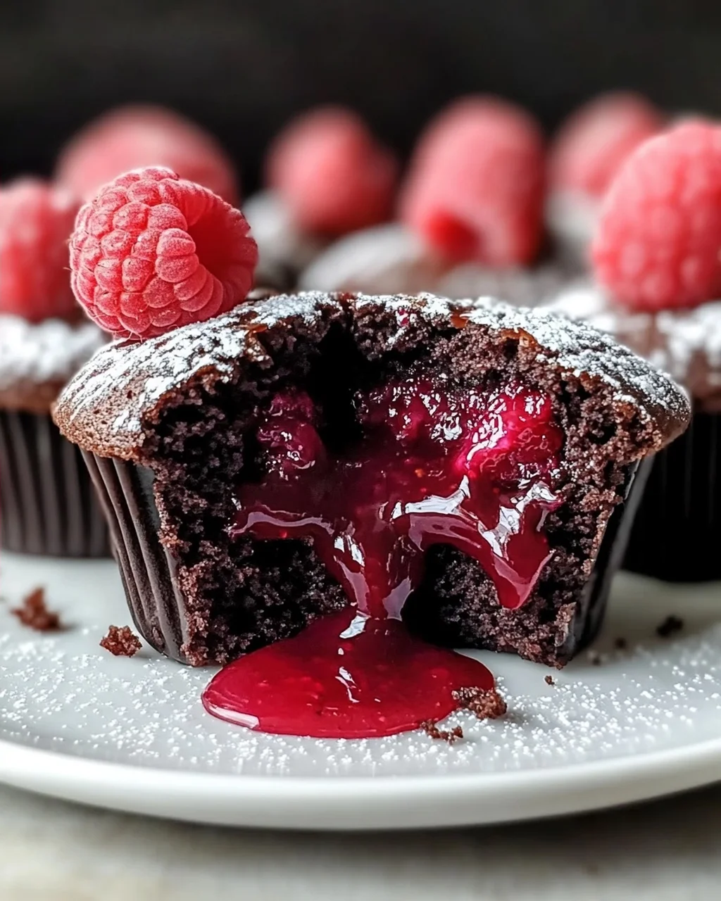 Raspberry Chocolate Lava Cupcakes