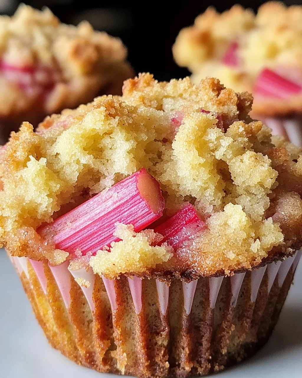 Rhabarber-Muffins mit Vanillestreuseln