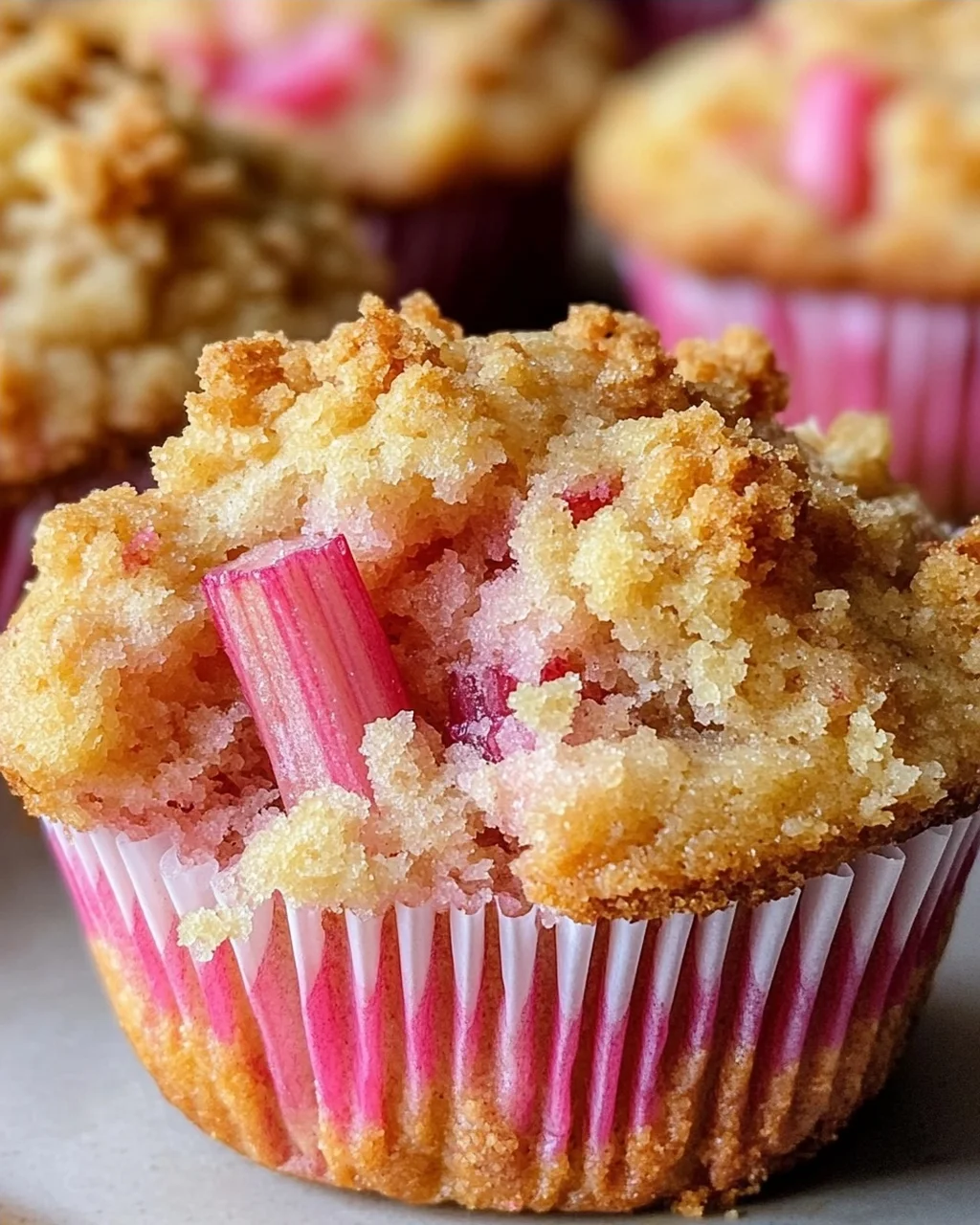 Rhabarber-Muffins mit Vanillestreuseln
