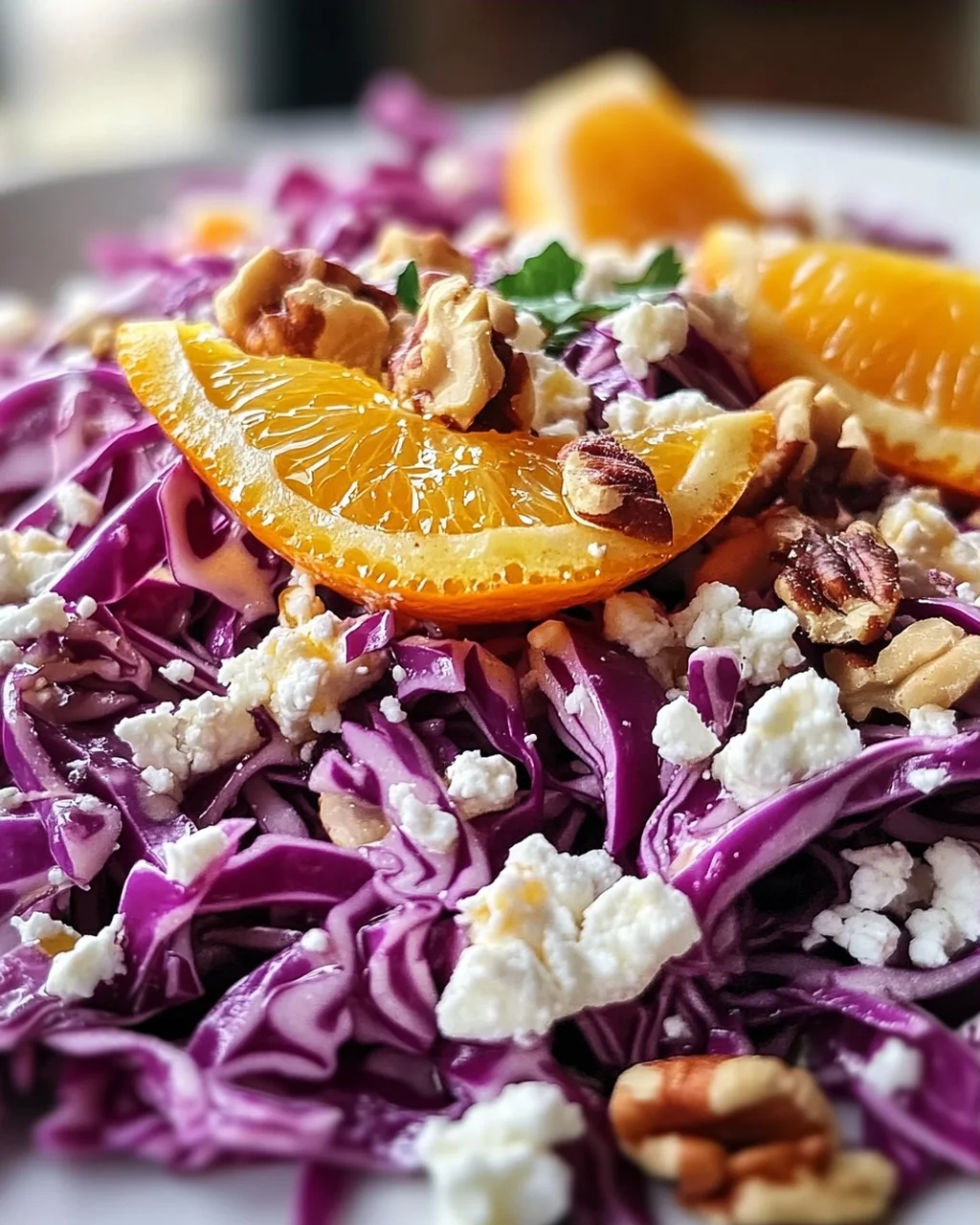 Rotkohlsalat mit Orangen, Feta und Walnüssen - frisch genießen!