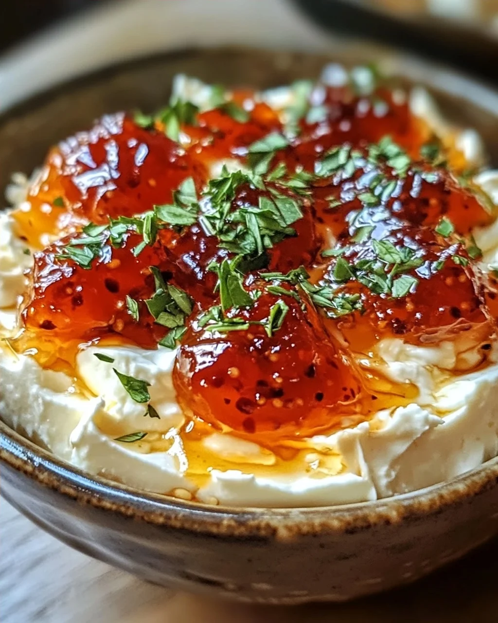 Schnelle Paprika-Marmelade-Creme-Käse-Dip Häppchen Rezept