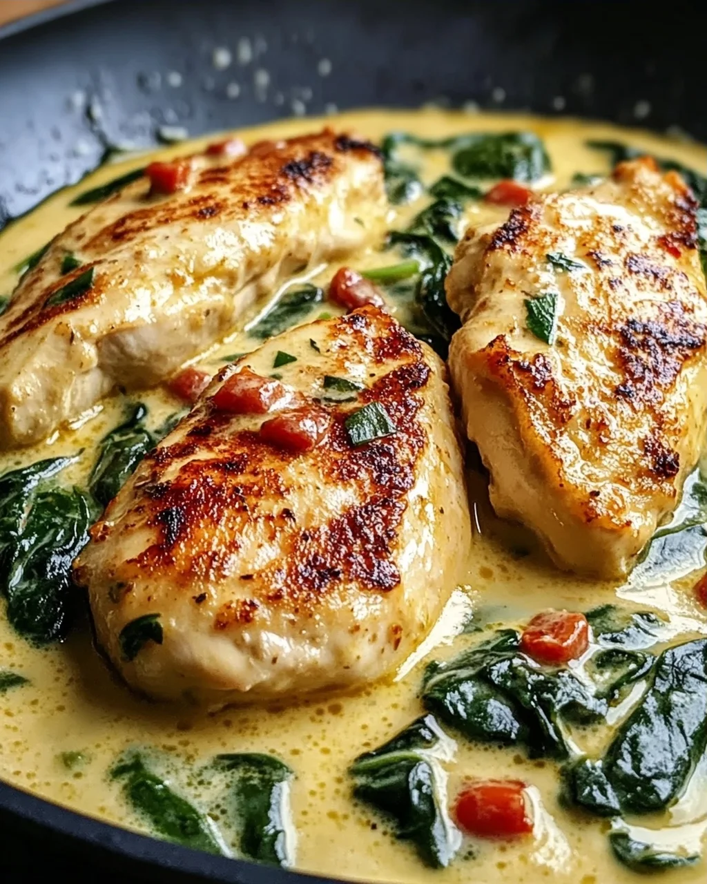 Spinat Parmesan Haehnchen