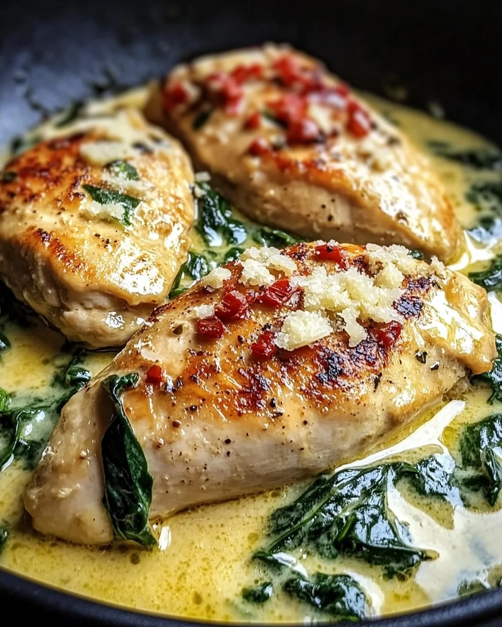 Spinat Parmesan Haehnchen