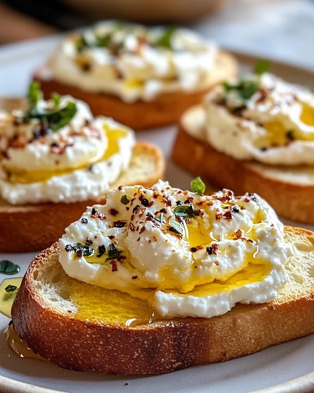 Süße scharfe Hot Honey Feta Crostini: Cremig & unwiderstehlich