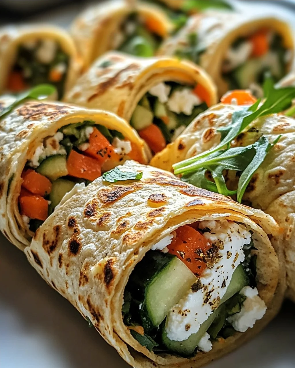Tortilla-Rollen mit Feta