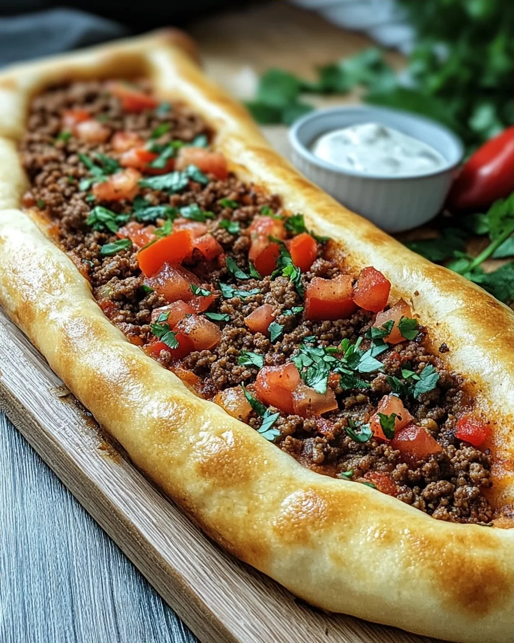 Türkische Pide mit Hackfleisch