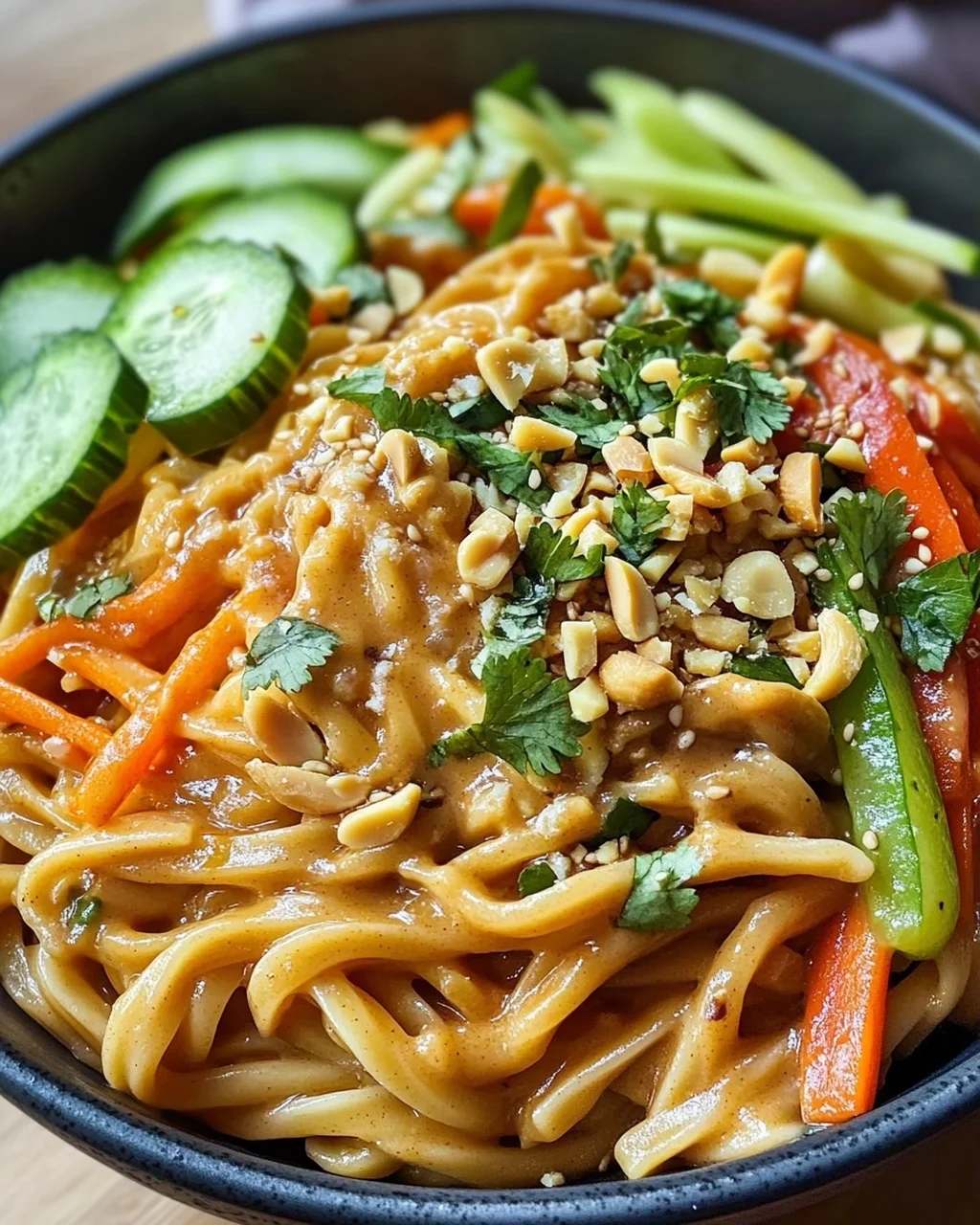 Udon Nudeln mit Erdnusssauce & Gemüse – Schnell & lecker!