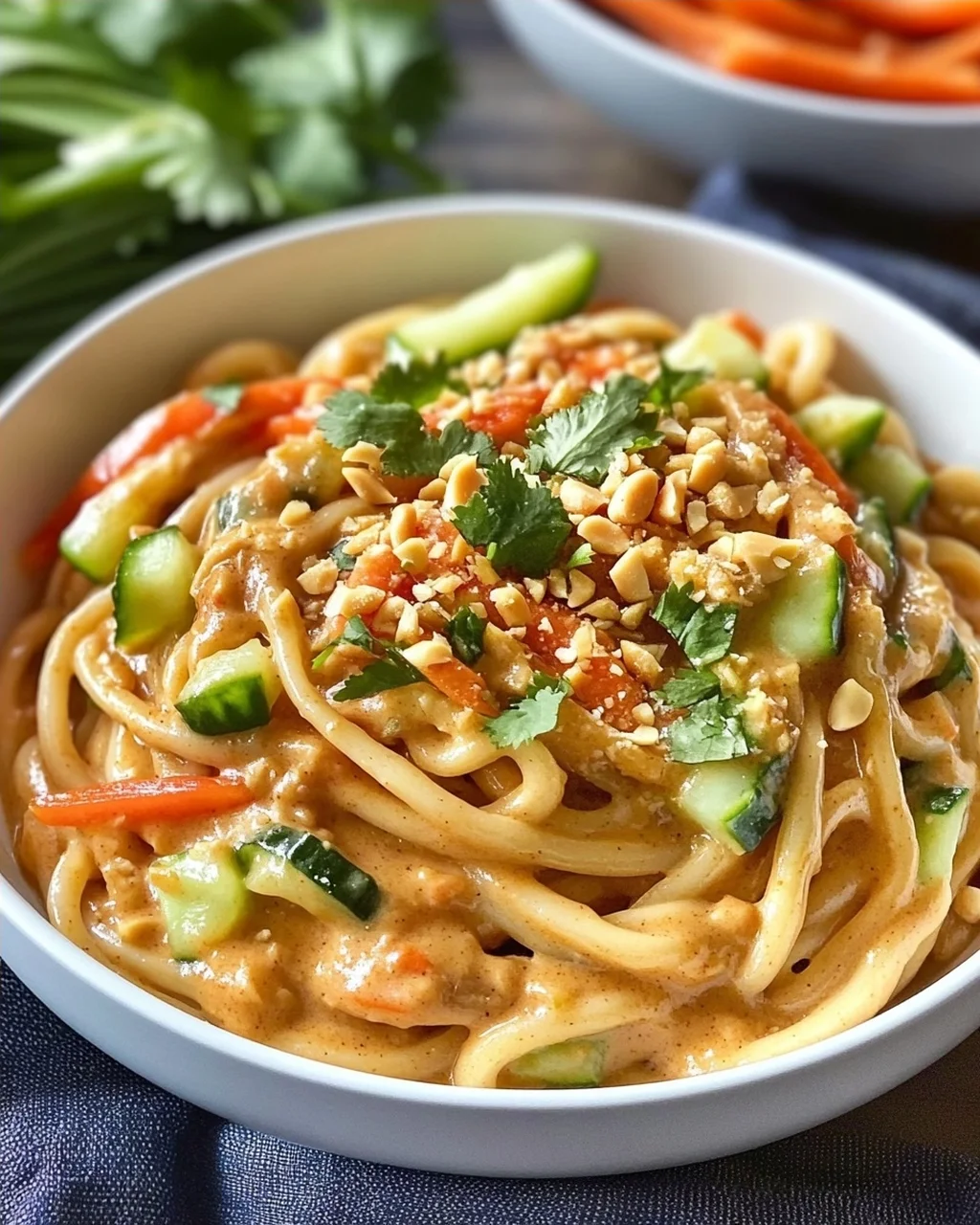 Udon Nudeln mit Erdnusssauce & Gemüse – Schnell & lecker!