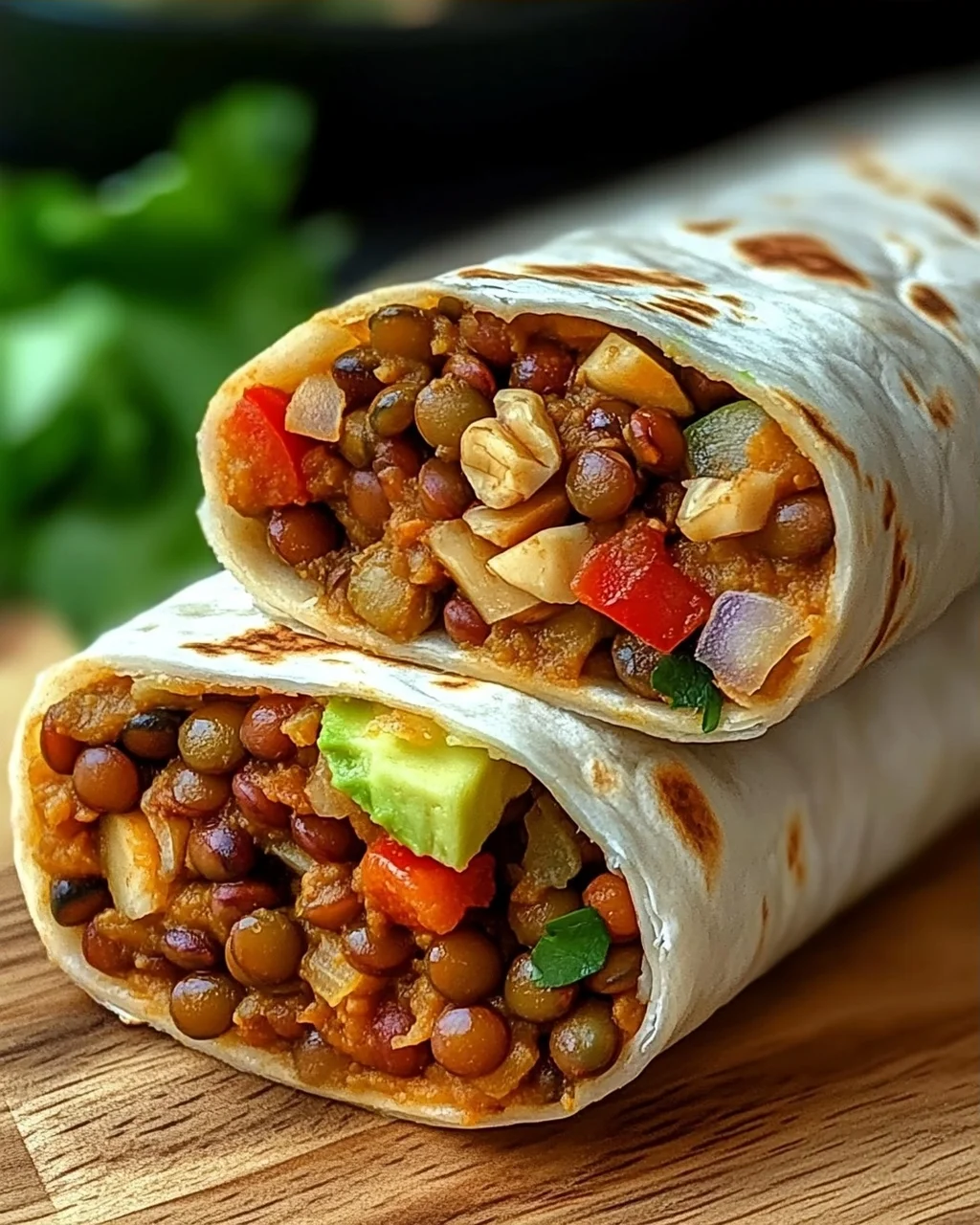 Vegetarische Burritos mit Linsen und Walnüssen
