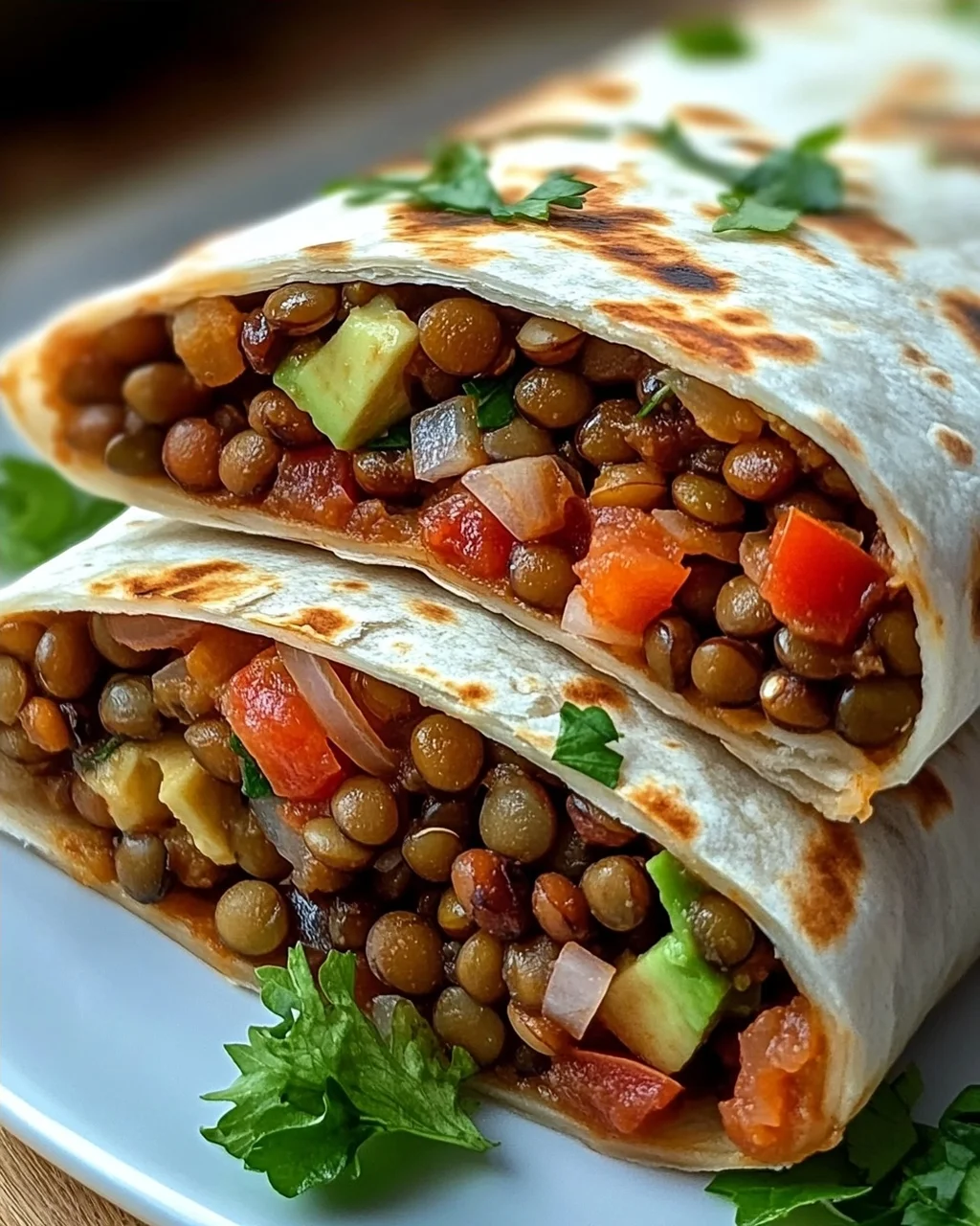 Vegetarische Burritos mit Linsen und Walnüssen