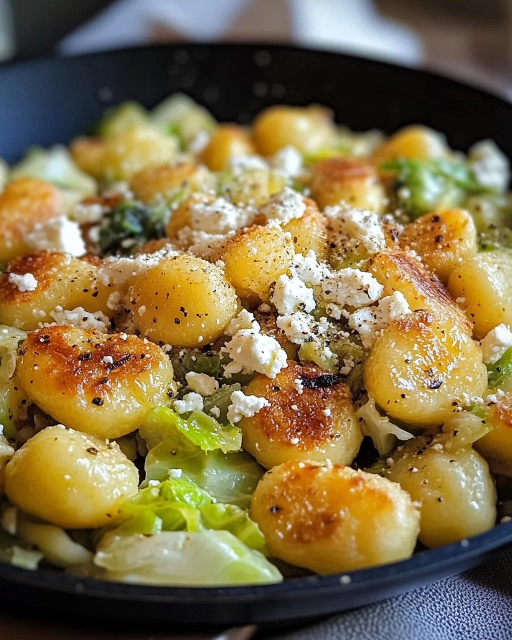Vegetarische Gnocchi Pfanne mit Spitzkohl