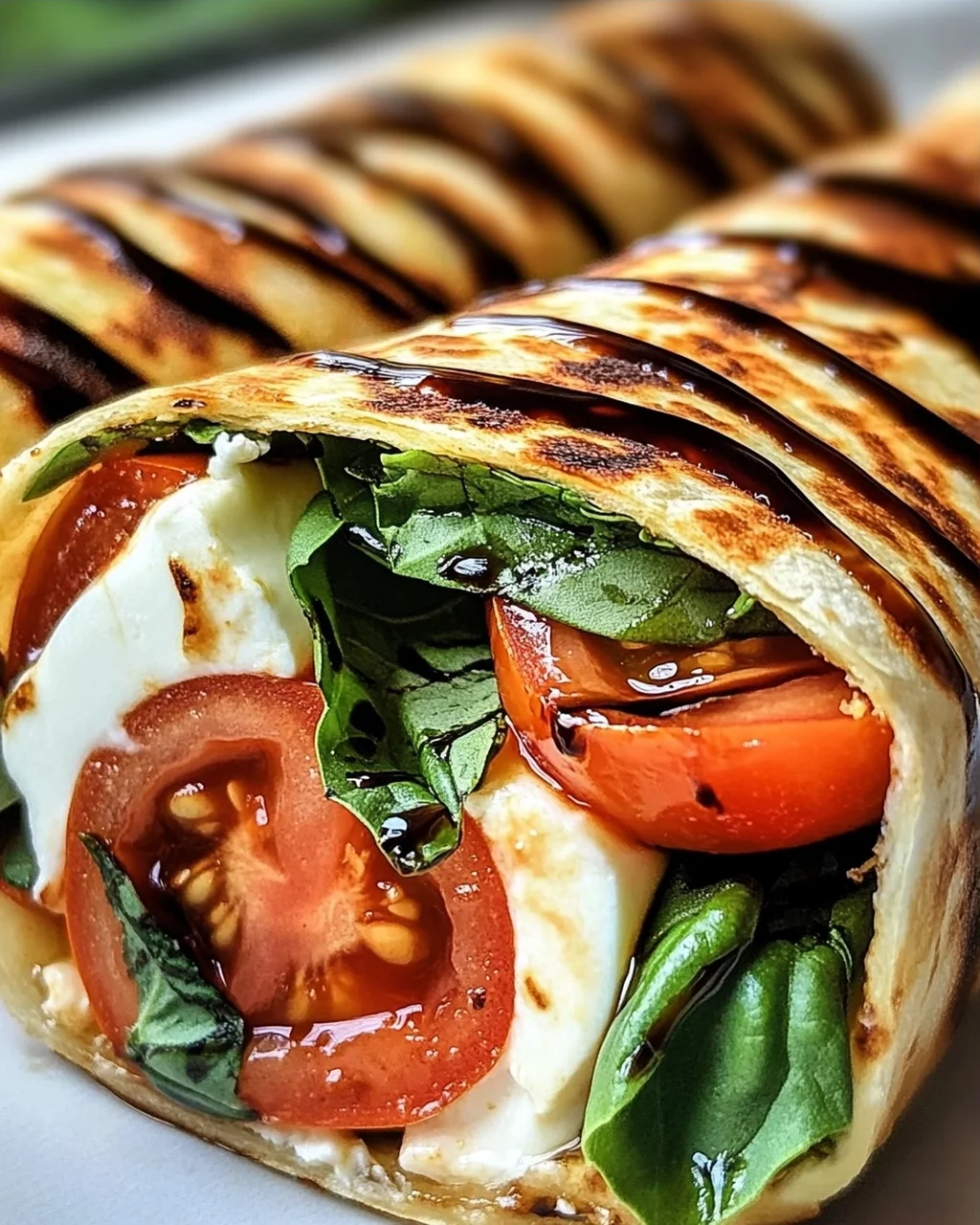 Vegetarischer Wrap mit Tomate und Mozzarella