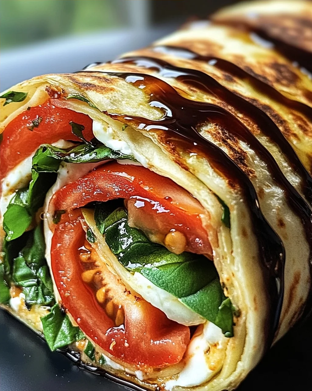 Vegetarischer Wrap mit Tomate und Mozzarella